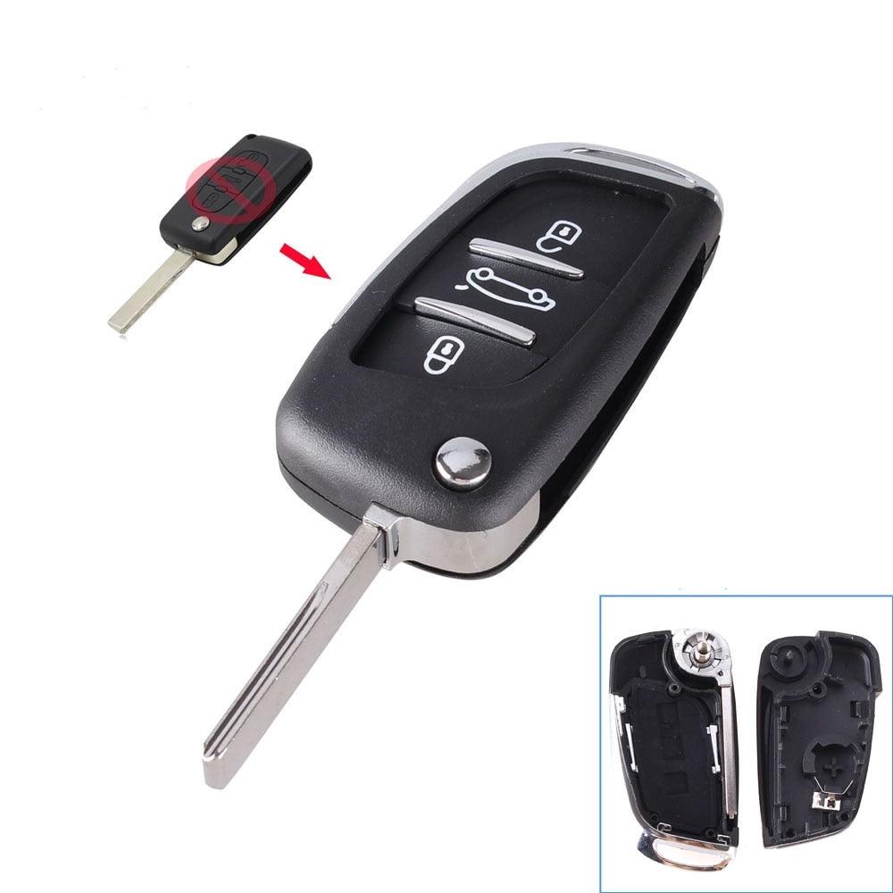 Modified 3-Button Remote Key Housing for Citroën C2 C3 C4 C5 C6 Xsara Picasso and Peugeot 107 206 207 307 308 407 607