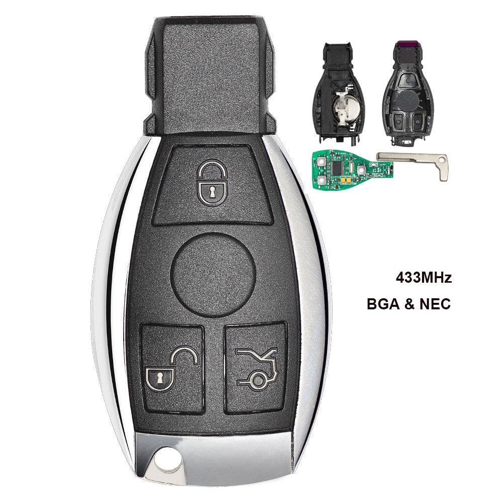 Mercedes Smartkey 3 Knoppen 433MHz NEC & BGA Chip (2000–2015)