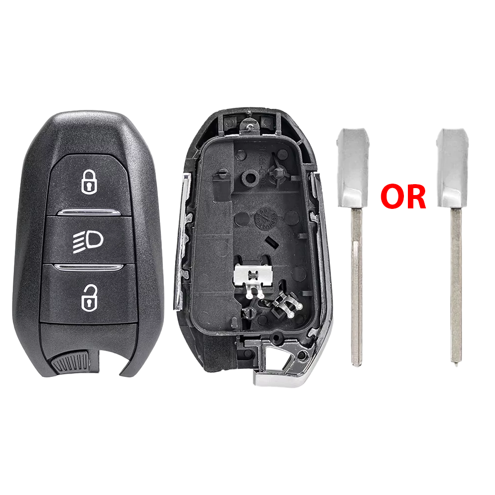 Peugeot / Citroën / Opel Smart Key Behuizing – 3-Knops – HU83/VA2 – Licht
