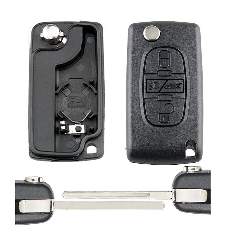 Citroën Klapsleutel Behuizing – 3 Knoppen Licht/Kofferbak – BOP 0536 – HU83/VA2
