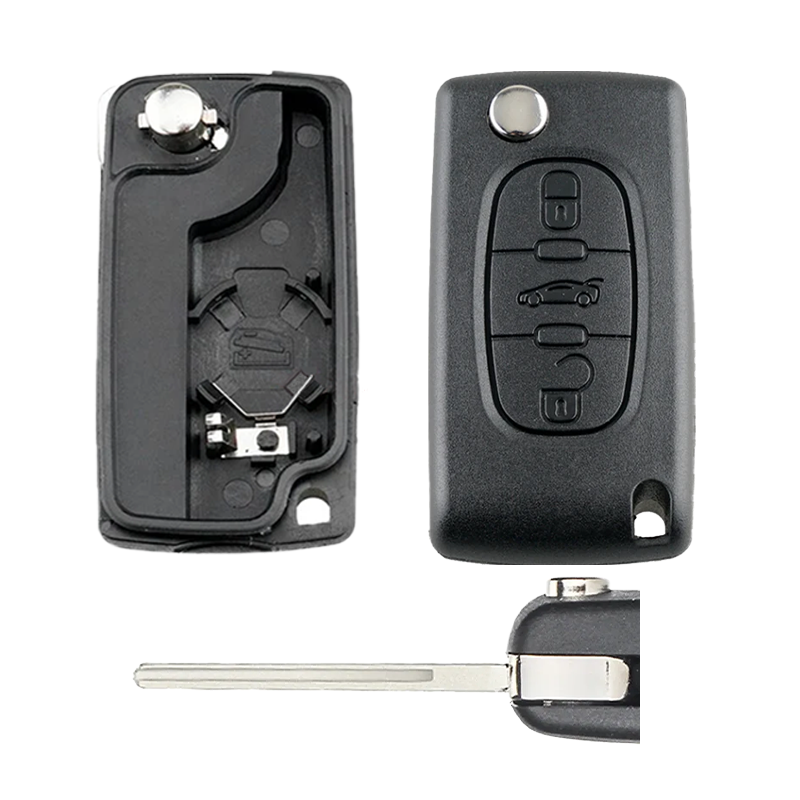 Peugeot klapsleutel behuizing 3 knoppen licht/kofferbak – BOP 0536 – HU83/VA2