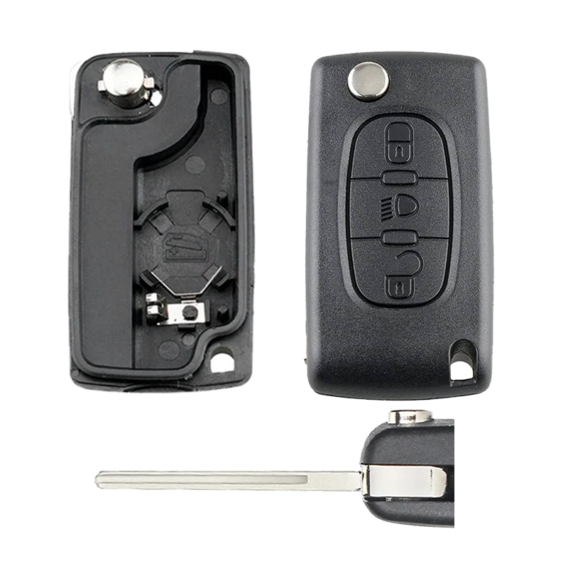 Peugeot klapsleutel behuizing 3 knoppen licht/kofferbak – BOP 0536 – HU83/VA2