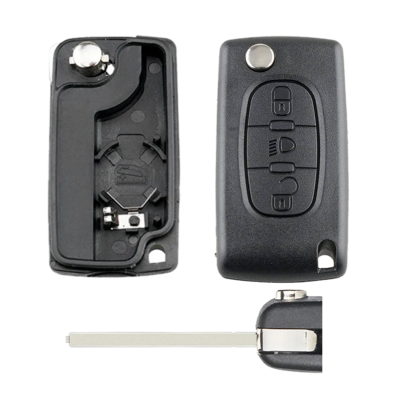 Citroën Klapsleutel Behuizing – 3 Knoppen Licht/Kofferbak – BOP 0536 – HU83/VA2