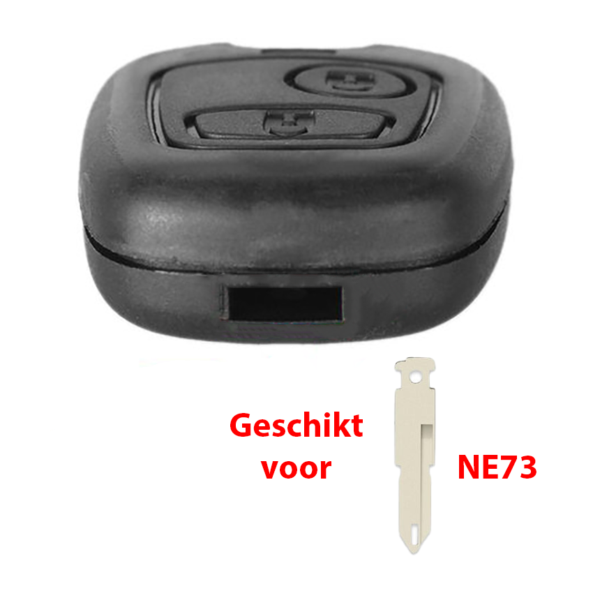 Peugeot / Citroën Contactsleutel Behuizing – 2 Knoppen – NE73 (Zonder Sleutelbaard)