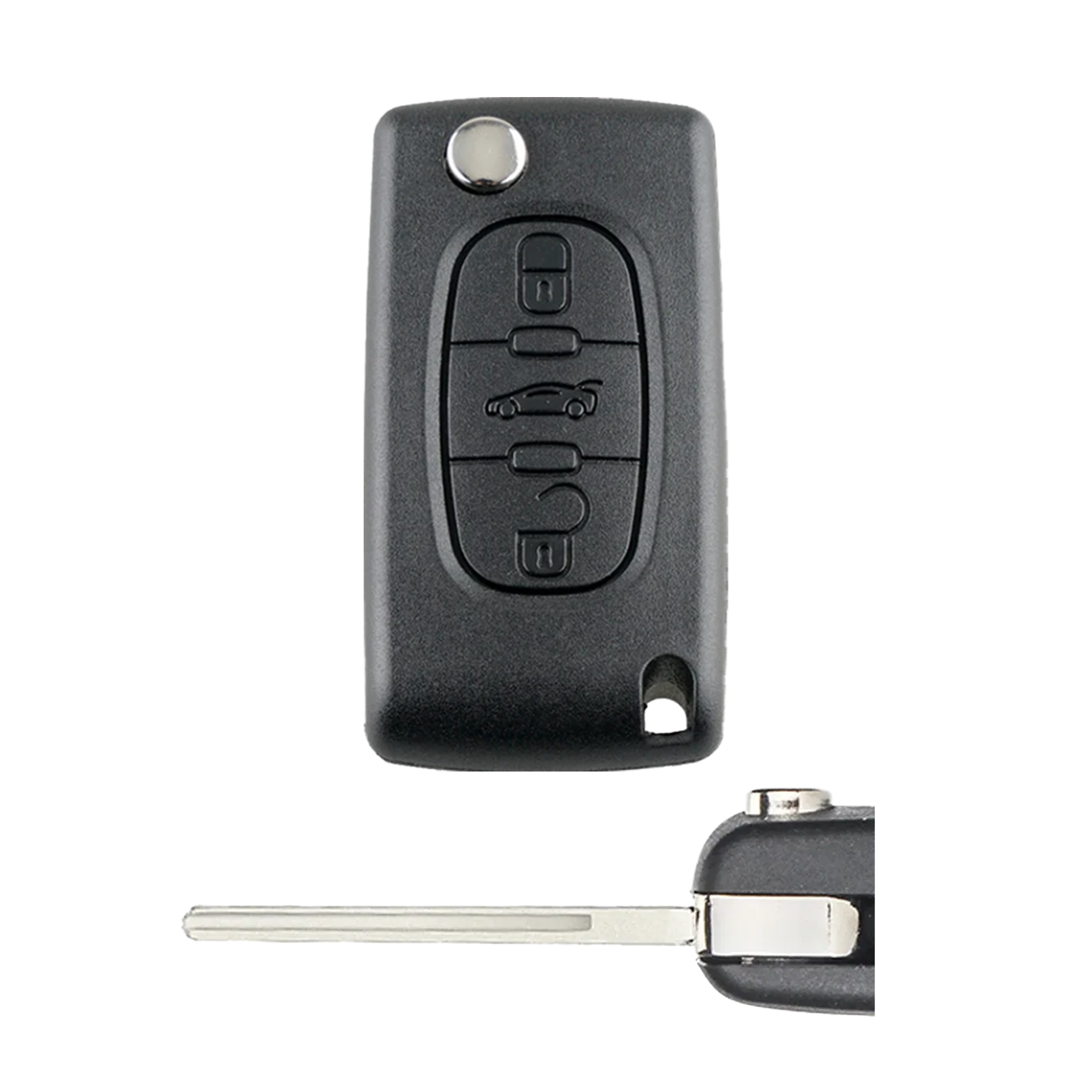 Peugeot Partner / 308 / 3008 Klapsleutel 3-Knops – 433MHz FSK – PCF7961 (ID46 Hitag 2) – HU83/VA2 – Met BOP Batterijhouder