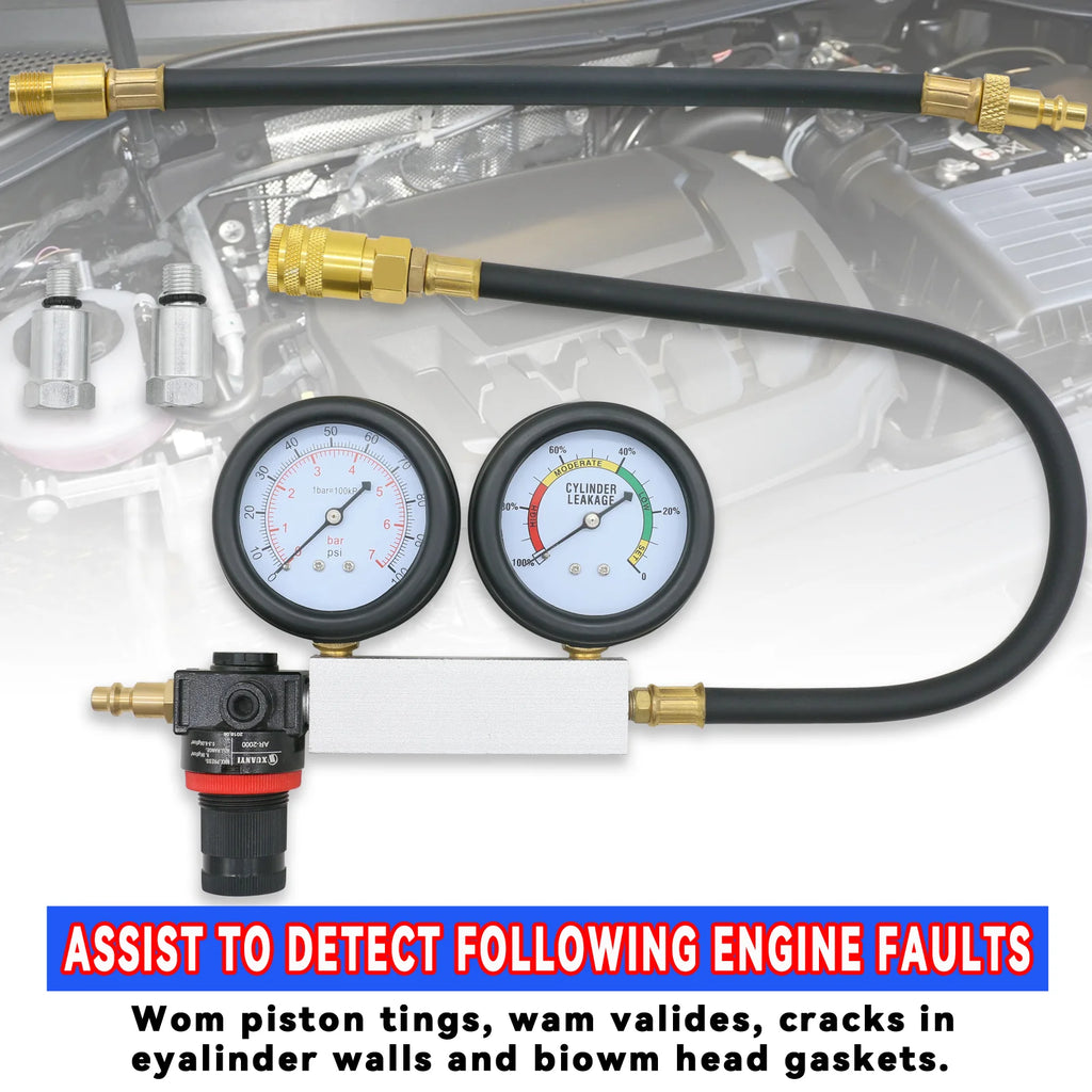 TU-21 Cilinder Lekkage Tester - Professionele Compressie Lekkage Detector Dubbele Gauge voor Benzinemotor Diagnose