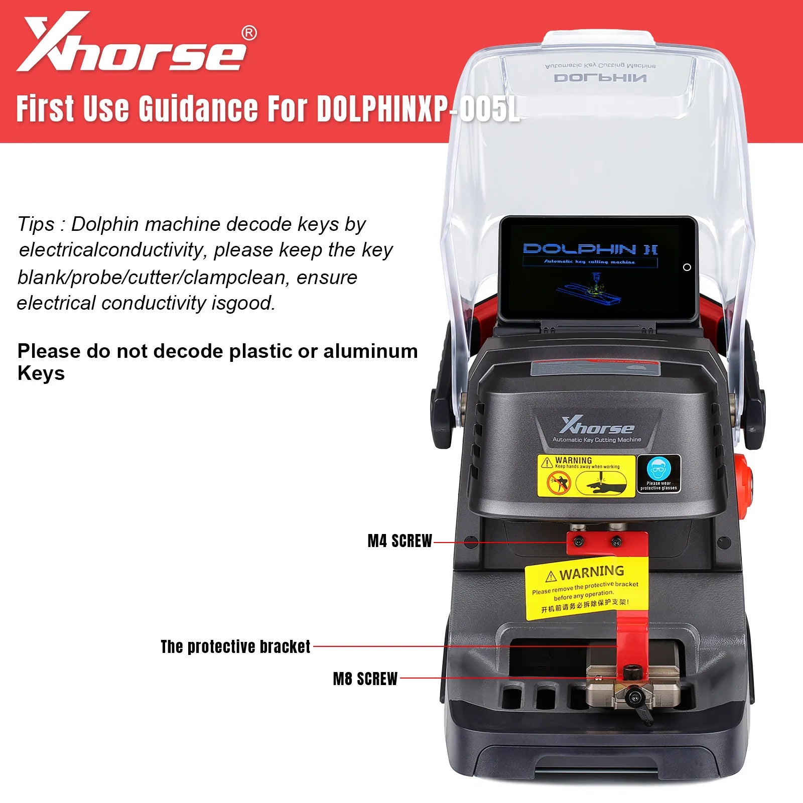 Xhorse Dolphin II XP-005L XP005L Key Cutting Machine with HD Screen & Built-in Battery