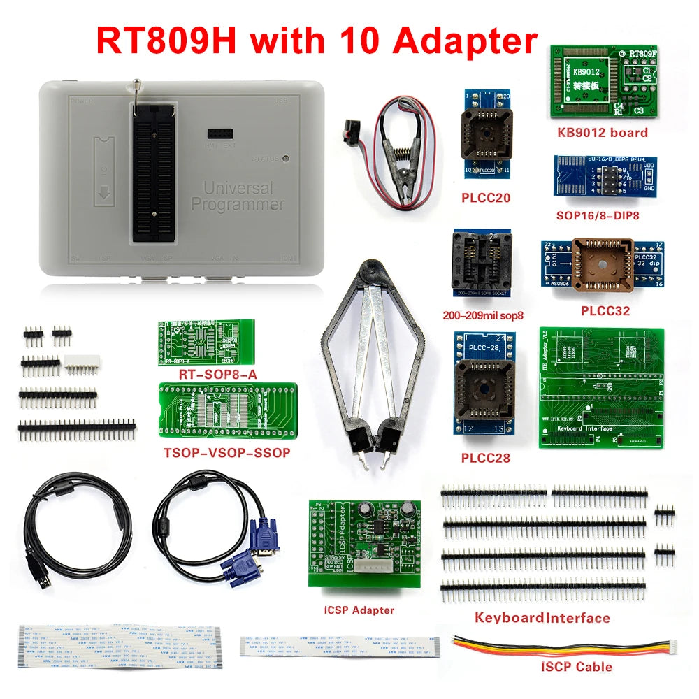 RT809H EMMC-NAND Flash Programmeur - Universele Chip Programmer met Adapters en EDID Kabel voor TV Laptop Reparatie