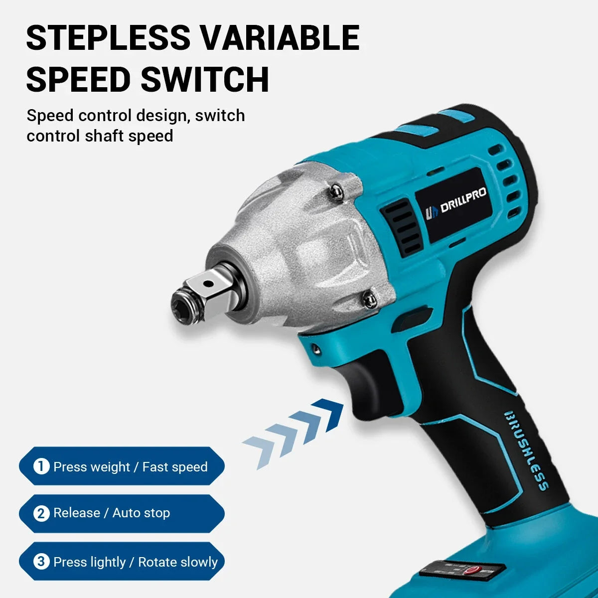 Drillpro 18V Elektrisch Gereedschap Combiset - 800NM Slagmoersleutel, Klopboormachine en 125mm Haakse Slijper voor Makita Accu - CarProTools.EU - shop for all car tools / workshop tools