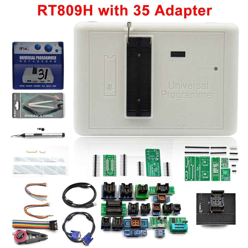 RT809H EMMC-NAND Flash Programmeur - Universele Chip Programmer met Adapters en EDID Kabel voor TV Laptop Reparatie