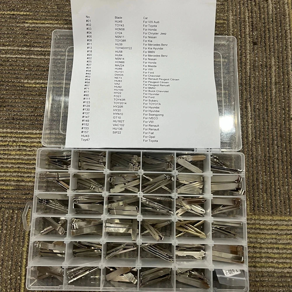 175 Stuks Auto Sleutel Blank Set voor KD900 KD-X2 VVDI - Complete Transponder Key Blade Collection Renault Toyota BMW VW Audi PSA