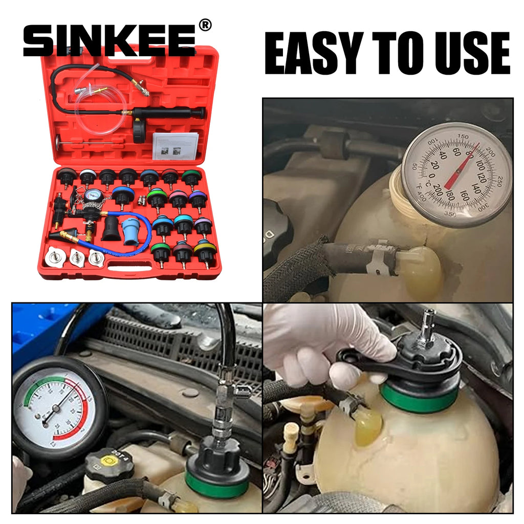 28-Delige Radiator Druktester Set 3.5 Bar - Universeel Koelsysteem Test Kit voor BMW VW Ford GM