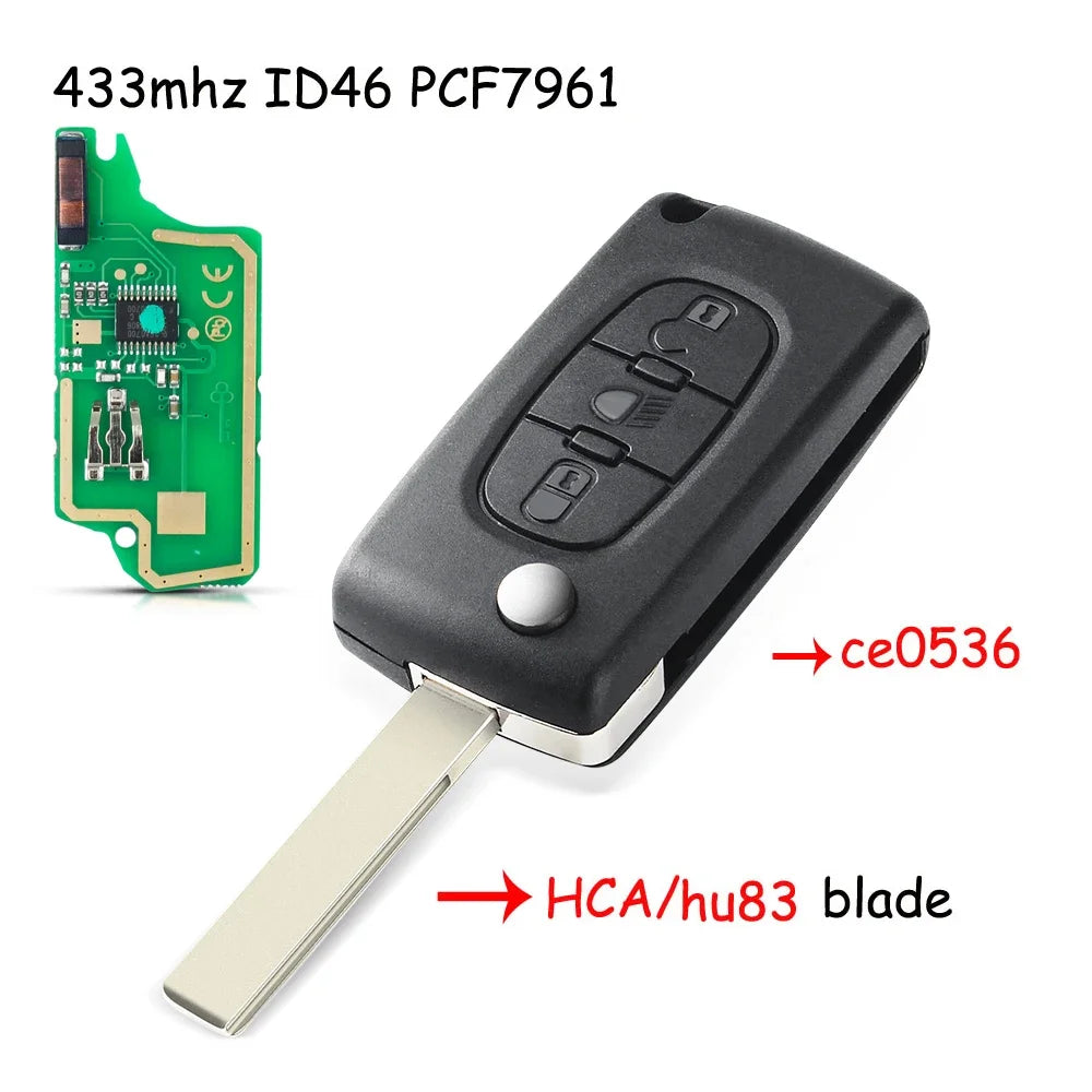 Peugeot Citroën Afstandsbediening Sleutel 433MHz - Remote Key voor 107 207 307 308 407 C4 C5 C6 C8 Xsara Picasso CE0536 - CarProTools.EU - shop for all car tools / workshop tools