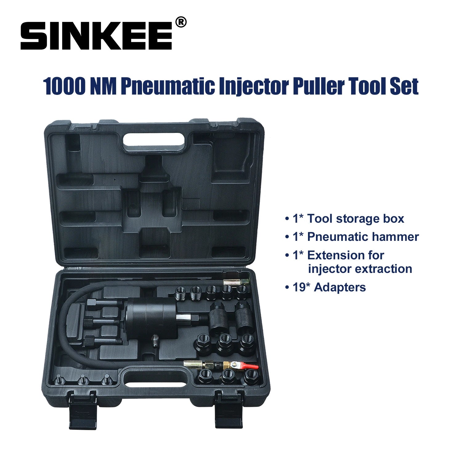 Professionele 1000NM Pneumatische Injector Puller Set - Air Vibration Injector Removal Tool voor Diesel Common Rail