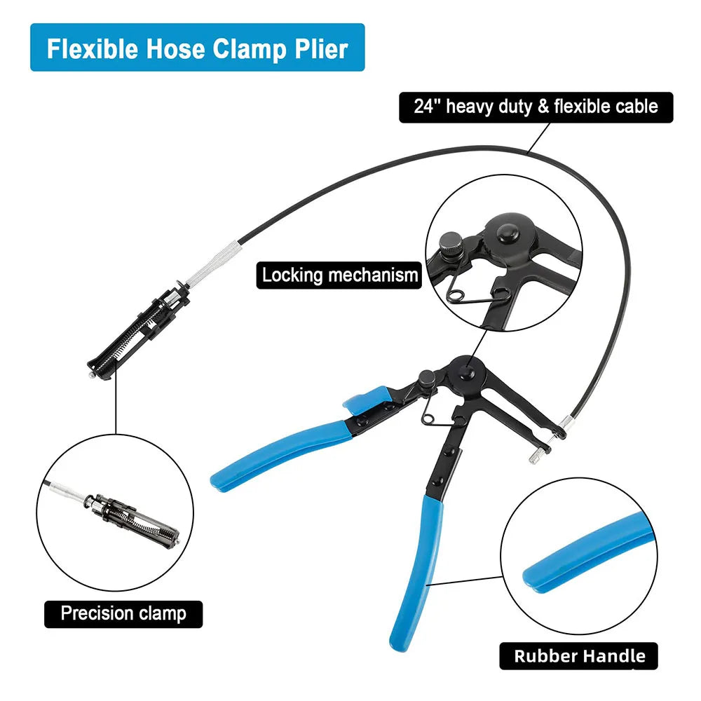 9-Delige Lange Slangklem Tang Set - Professionele Brandstof Olie Water Slang Klem Gereedschap voor Auto Reparatie