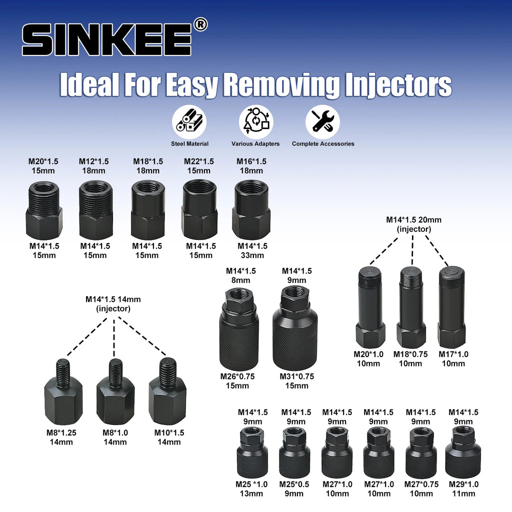 Professionele 1000NM Pneumatische Injector Puller Set - Air Vibration Injector Removal Tool voor Diesel Common Rail