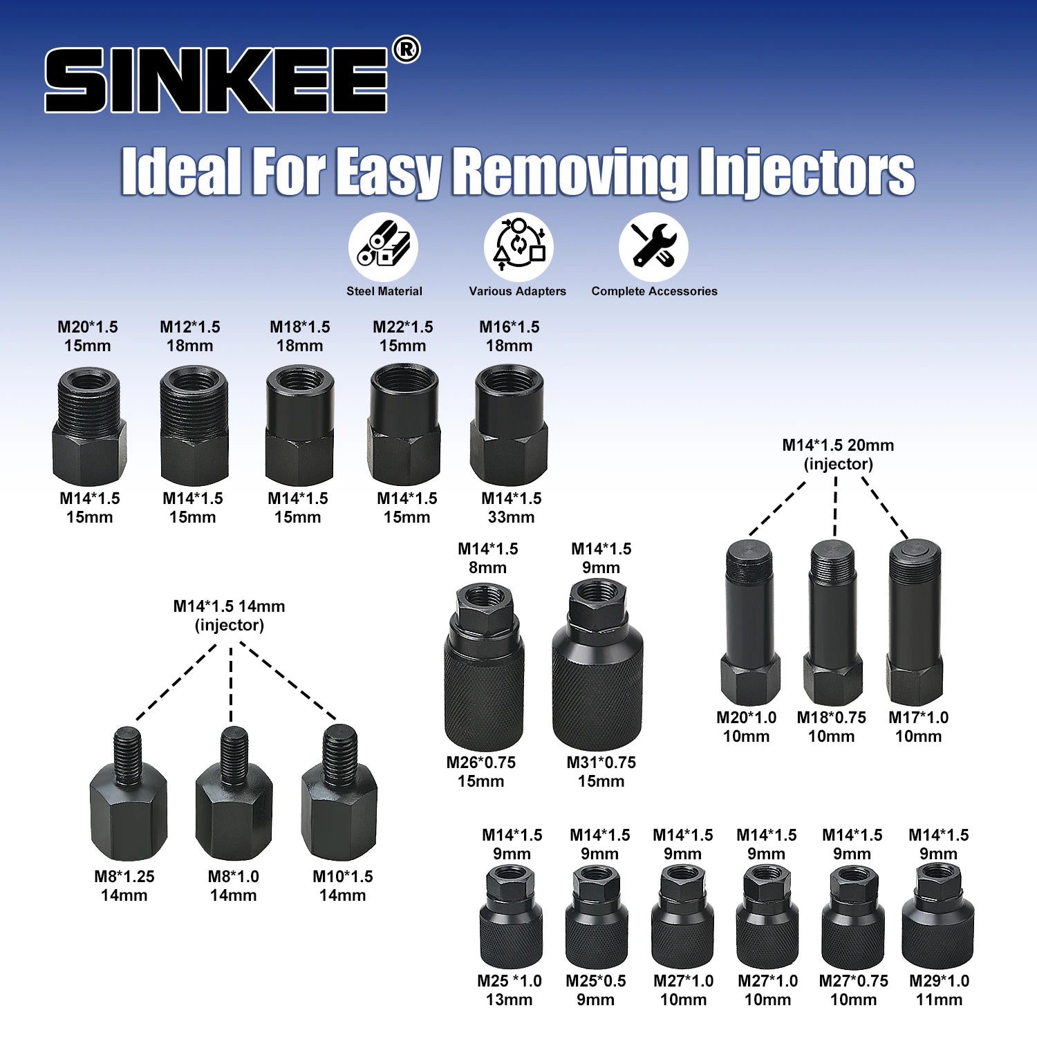 Professionele 1000NM Pneumatische Injector Puller Set - Air Vibration Injector Removal Tool voor Diesel Common Rail