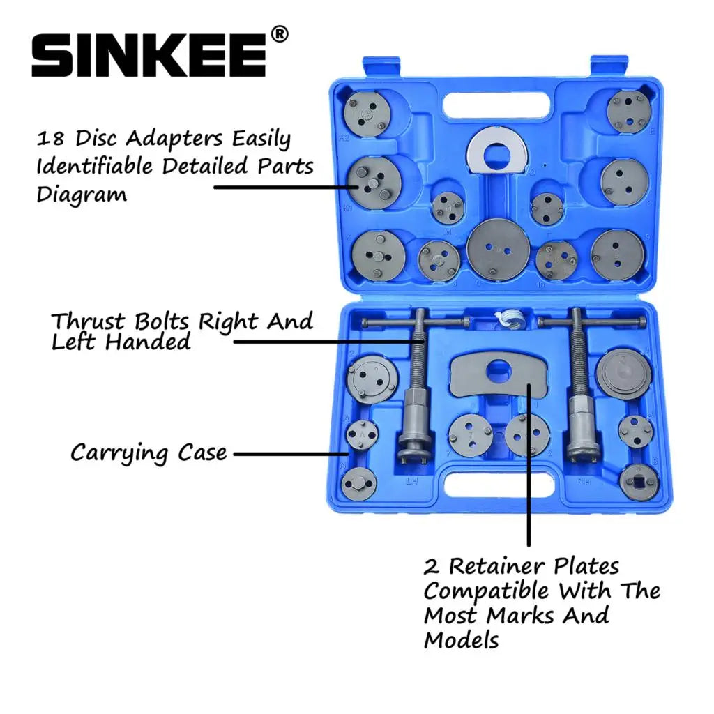 24-Delige Universele Remklauw Compressor Tool Set - Complete Auto Schijfrem Service Kit voor Alle Merken