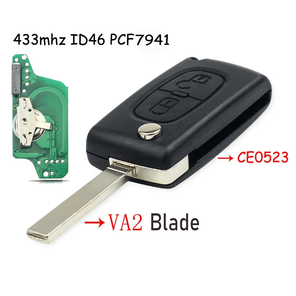 Peugeot Citroën Afstandsbediening Sleutel 433MHz - Remote Key voor 107 207 307 308 407 C4 C5 C6 C8 Xsara Picasso CE0536 - CarProTools.EU - shop for all car tools / workshop tools