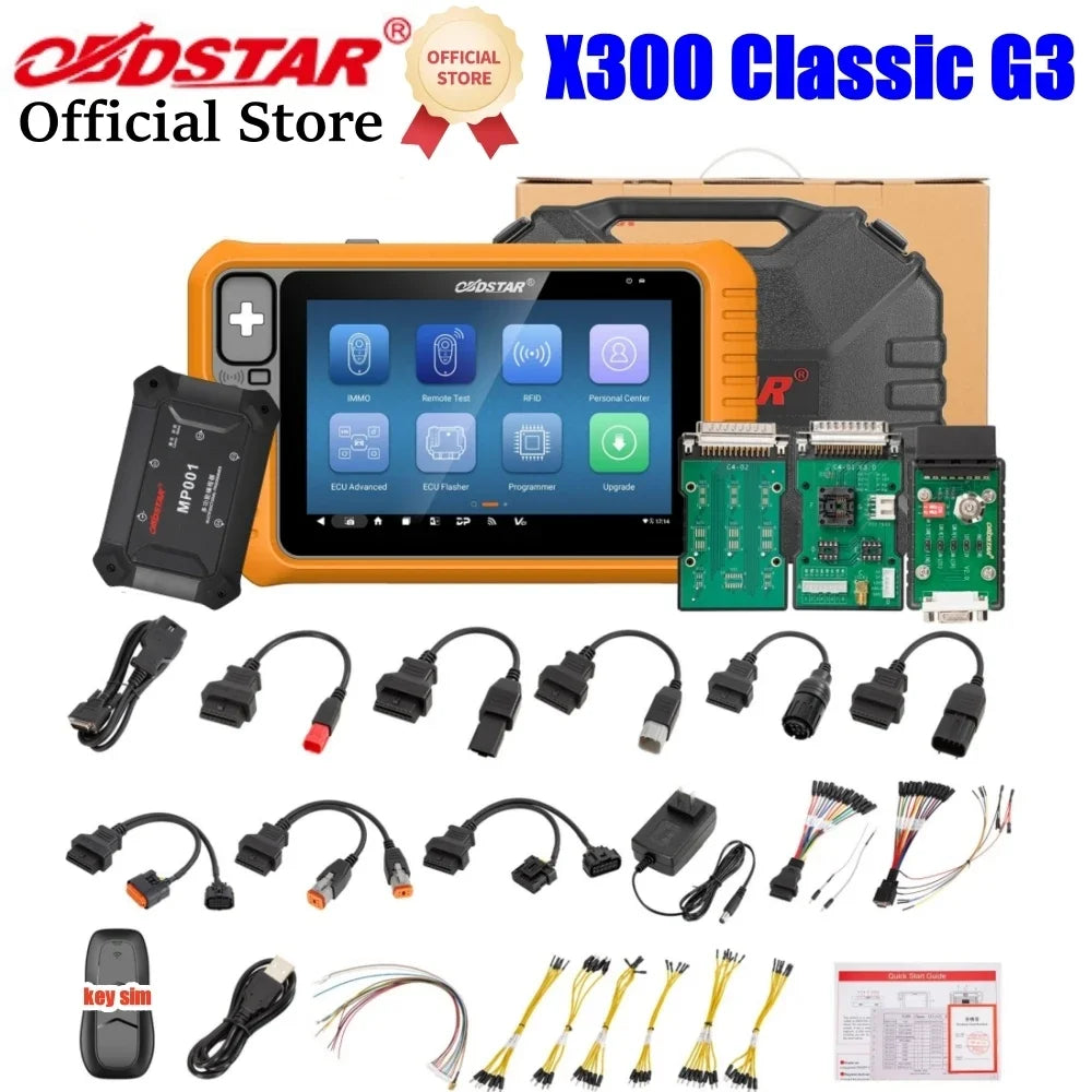 OBDSTAR X300 Classic G3 Key Programmer for Car/ HD/ E-Car/ Motorcycles/ Jet Ski with Key Sim and Motorcycle Kits 2 Years