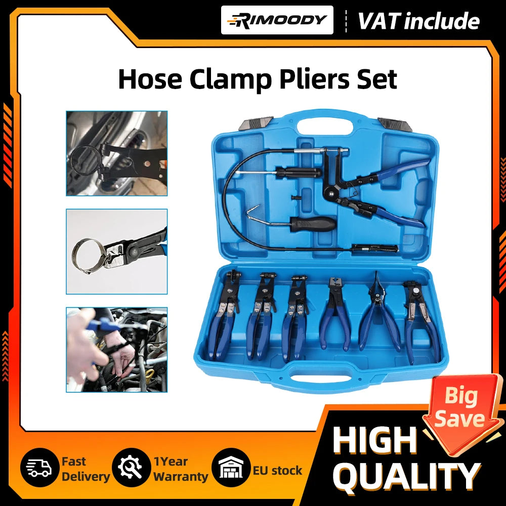 9-Delige Lange Slangklem Tang Set - Professionele Brandstof Olie Water Slang Klem Gereedschap voor Auto Reparatie