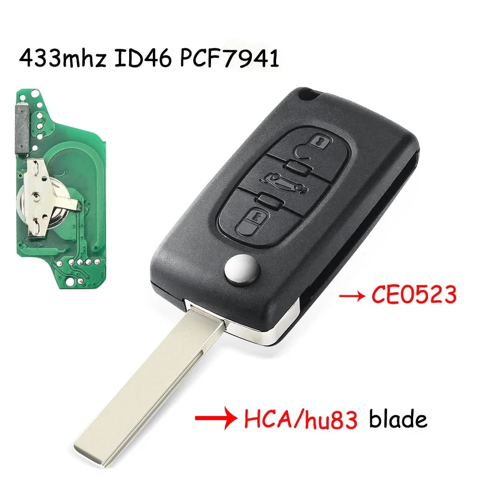 Peugeot Citroën Afstandsbediening Sleutel 433MHz - Remote Key voor 107 207 307 308 407 C4 C5 C6 C8 Xsara Picasso CE0536 - CarProTools.EU - shop for all car tools / workshop tools