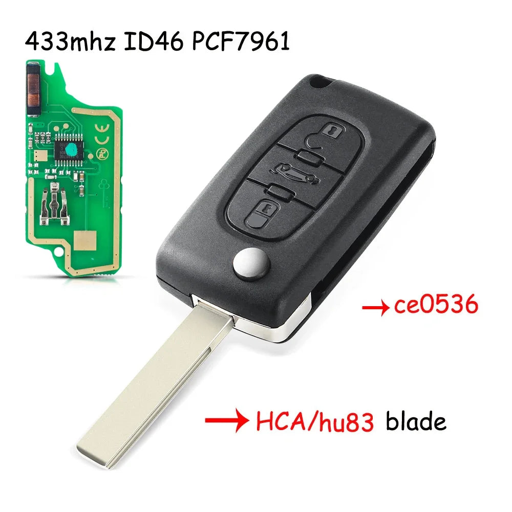 Peugeot Citroën Afstandsbediening Sleutel 433MHz - Remote Key voor 107 207 307 308 407 C4 C5 C6 C8 Xsara Picasso CE0536 - CarProTools.EU - shop for all car tools / workshop tools