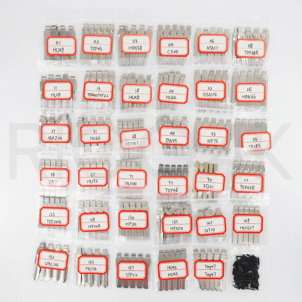175 Stuks Auto Sleutel Blank Set voor KD900 KD-X2 VVDI - Complete Transponder Key Blade Collection Renault Toyota BMW VW Audi PSA