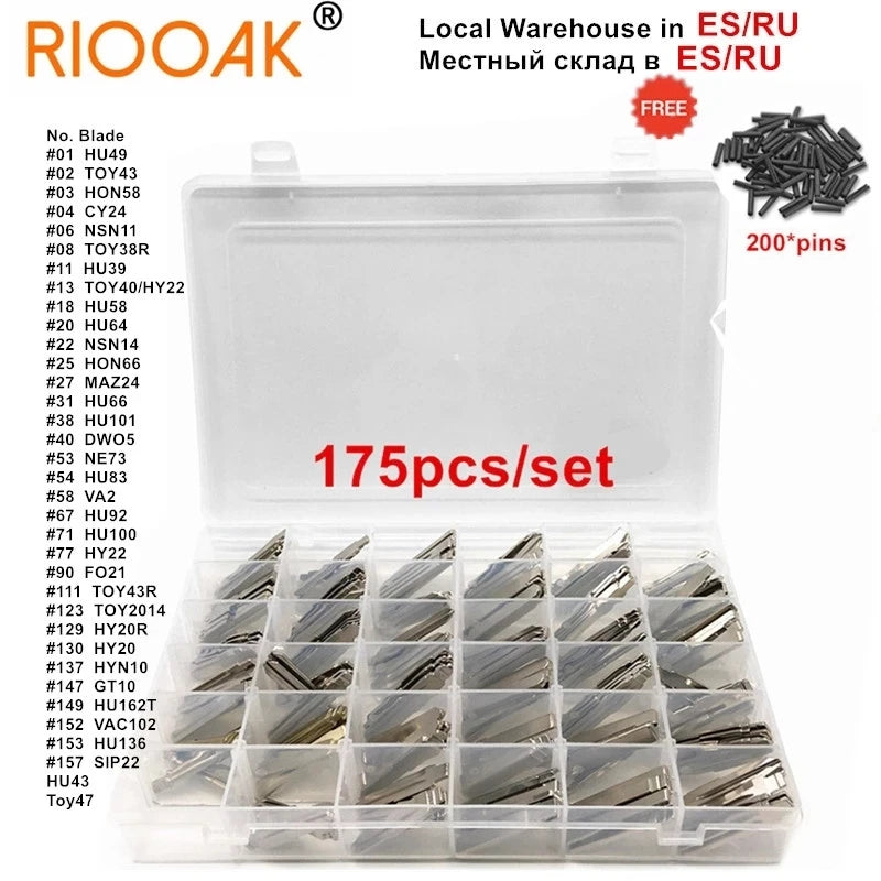 175 Stuks Auto Sleutel Blank Set voor KD900 KD-X2 VVDI - Complete Transponder Key Blade Collection Renault Toyota BMW VW Audi PSA