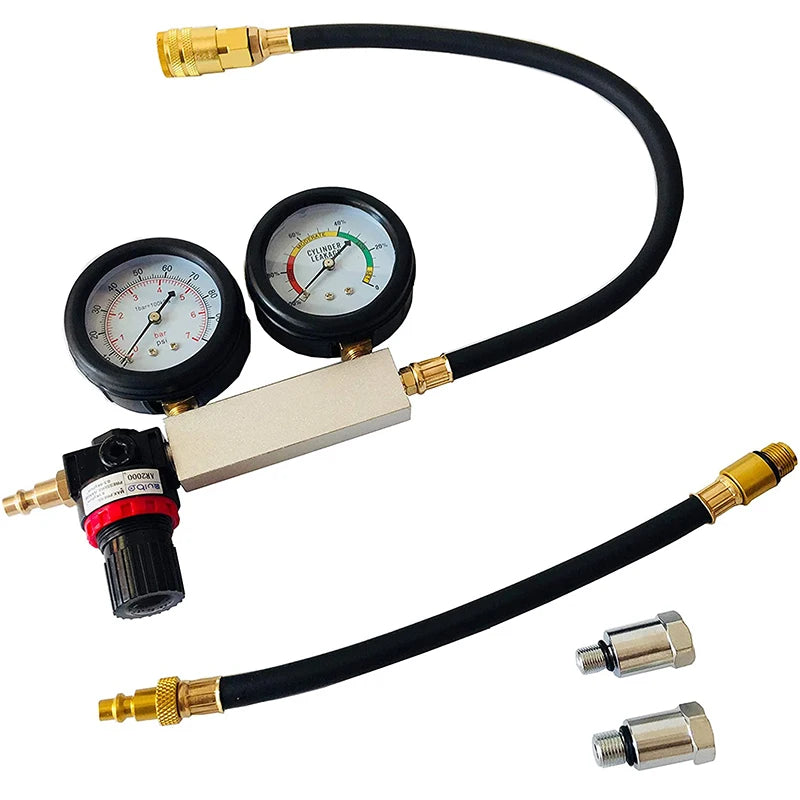 TU-21 Cilinder Lekkage Tester - Professionele Compressie Lekkage Detector Dubbele Gauge voor Benzinemotor Diagnose