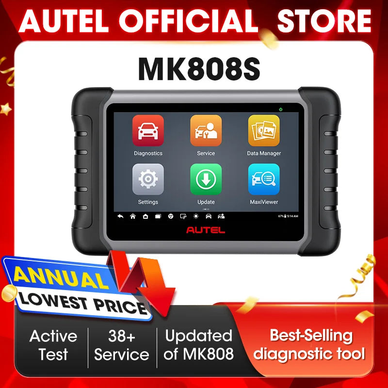 Autel MK808S Auto Diagnostisch Apparaat - Bidirectionele OBD2 Scanner met IMMO Sleutelcodering en 28+ Service Functies