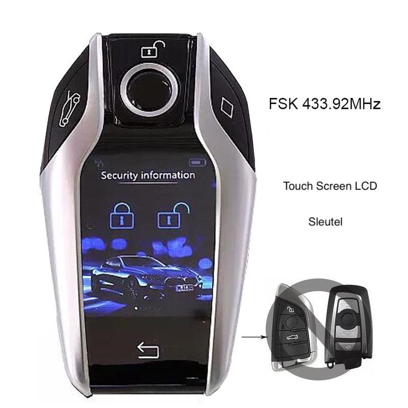 BMW contactsleutel 4 knoppen. 433.92MHz  HUF5767 Touch Screen LCD 3 5 7 F-serie FEM-BDC-CAS4-CAS4+